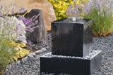 Gartenbrunnen aus Aluminium ( farbig ) "Le Cube" in Aluminiumbecken