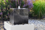 Gartenbrunnen aus Aluminium ( farbig ) "Le Cube" in Aluminiumbecken