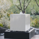 Gartenbrunnen aus Aluminium ( farbig ) "Le Cube" in Aluminiumbecken